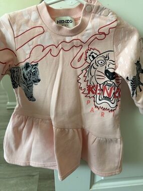 Kenzo Kids Light Pink Tiger Graphic Peplum Sweatshirt